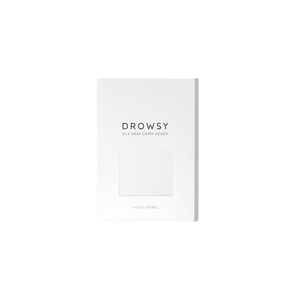 Pearl white drawstring carry pouch for Drowsy silk sleep mask