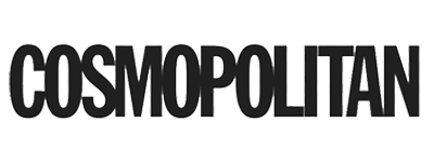 The image features the word COSMOPOLITAN in bold, uppercase black letters on a white background, representing the logo of the Cosmopolitan magazine.