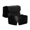 The Drowsy Sleepover bundle - Black Jade features a contoured black silk sleep mask and a matching storage pouch with a flap closure, both boasting a smooth, shiny finish. The pouch is printed with Drowsy.