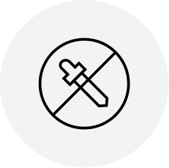 A black outline of an eyedropper inside a circle with a diagonal line through it, indicating no eyedropper or eyedropper not allowed, on a light gray background.