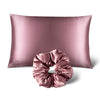 The Perfect Hair Bundle Pink Damask Rose by drowsysleepco features a pink silk pillowcase and matching scrunchie—ideal for reducing bed hair and adding a touch of luxury to your routine.